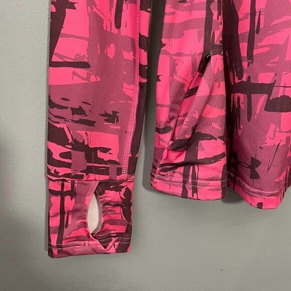 Under Armour Coldgear Size Medium Pink Camo Thermal Mock Neck 1/4 Zip Pullover - Picture 5 of 12